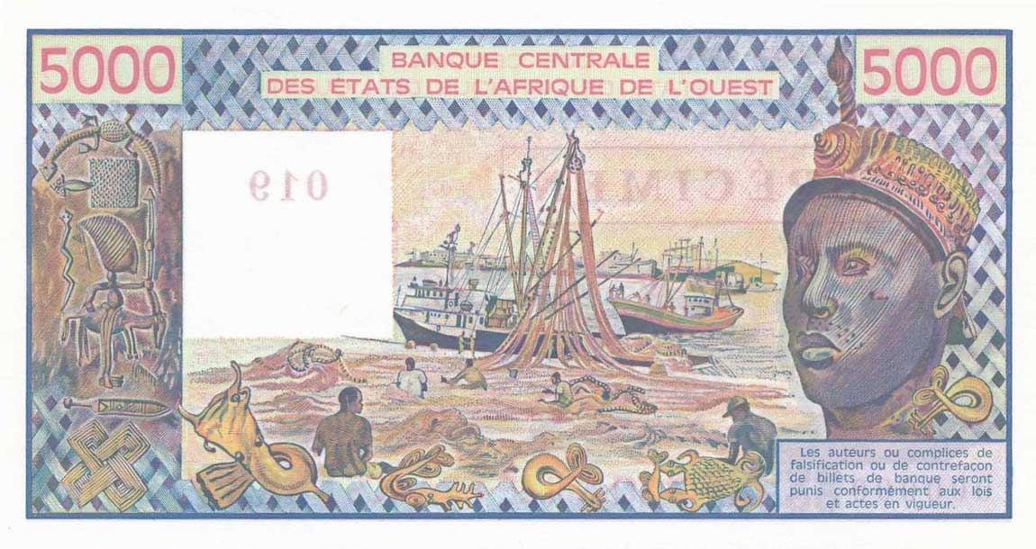 Back of West African States p808Ts: 5000 Francs from 1978