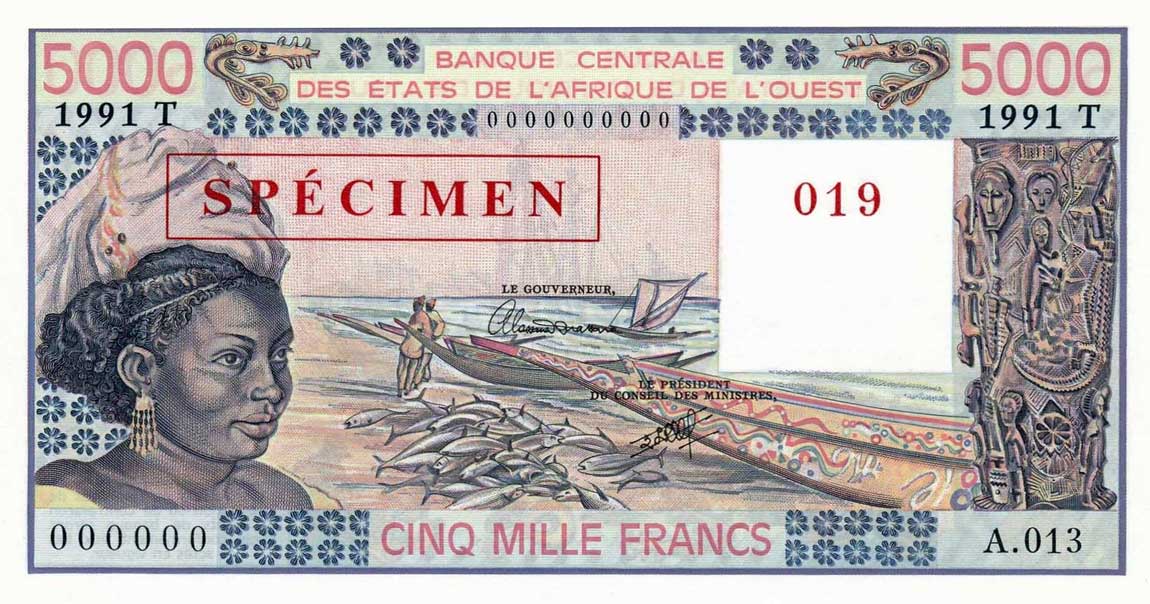 Front of West African States p808Ts: 5000 Francs from 1978