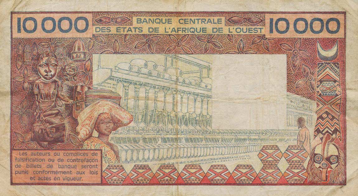 Back of West African States p809Tb: 10000 Francs from 1977