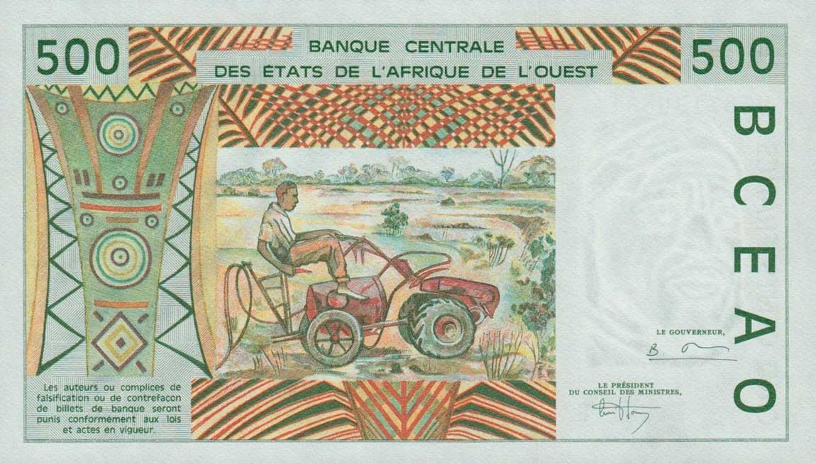 Back of West African States p810Te: 500 Francs from 1995