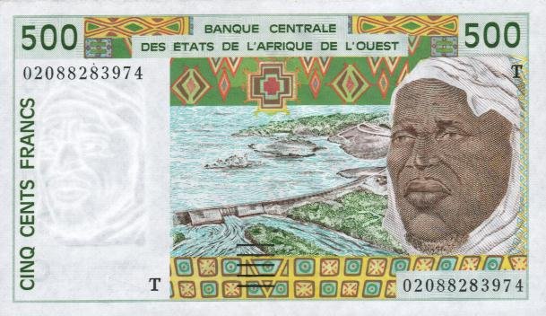 Front of West African States p810Tl: 500 Francs from 2001