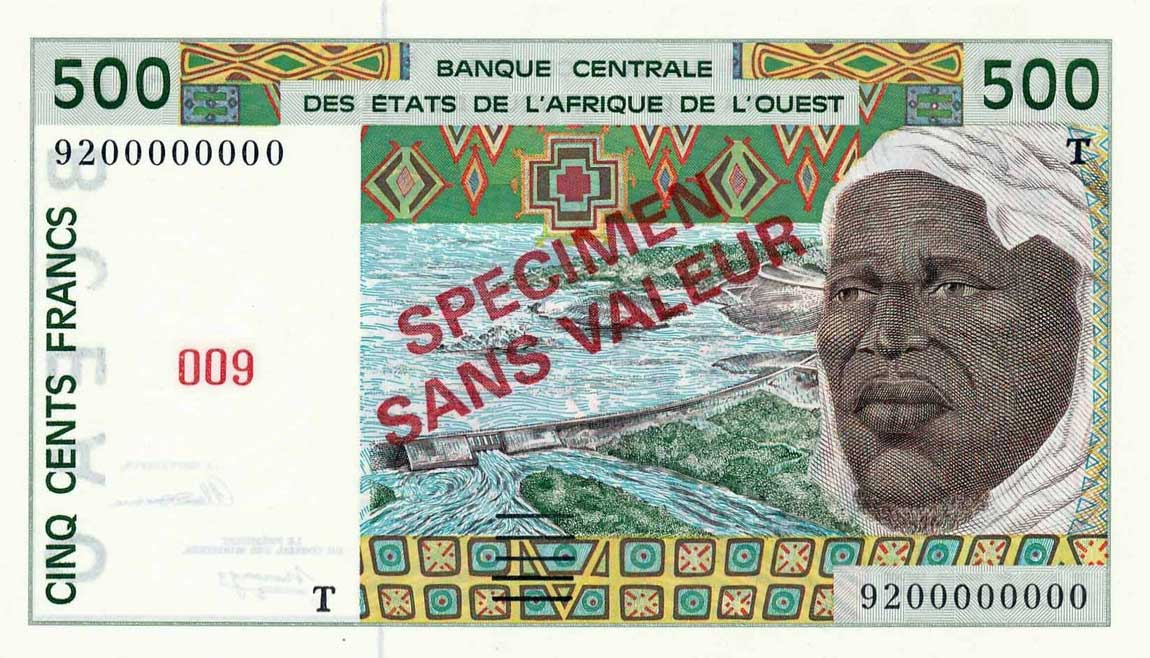 Front of West African States p810Ts: 500 Francs from 1991