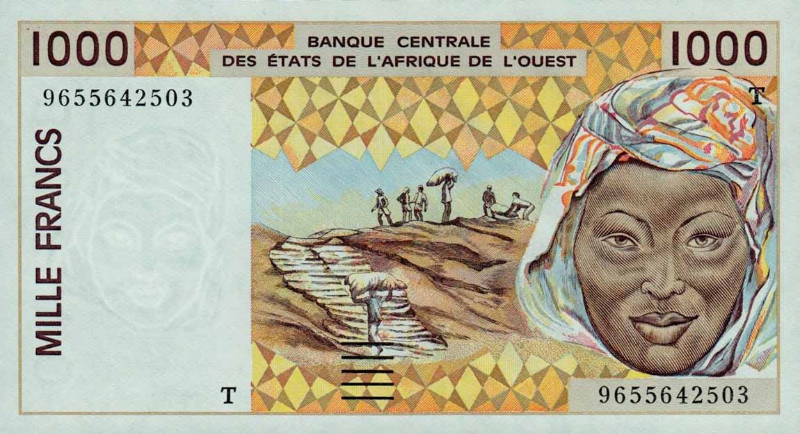 Front of West African States p811Tf: 1000 Francs from 1996