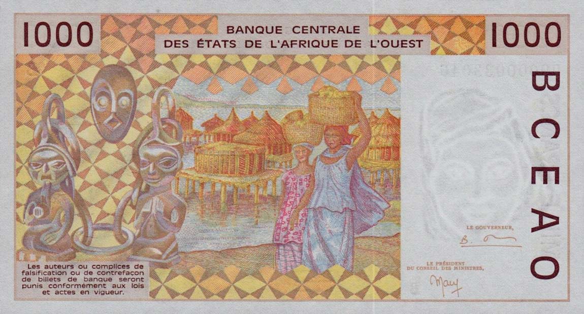 Back of West African States p811Ti: 1000 Francs from 1999