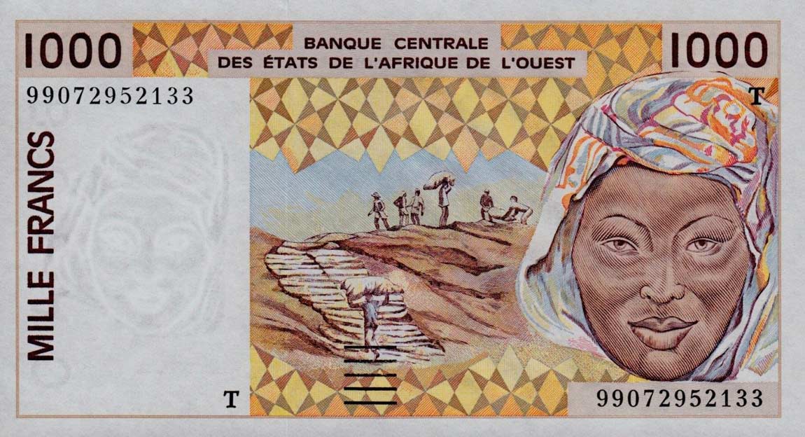 Front of West African States p811Ti: 1000 Francs from 1999