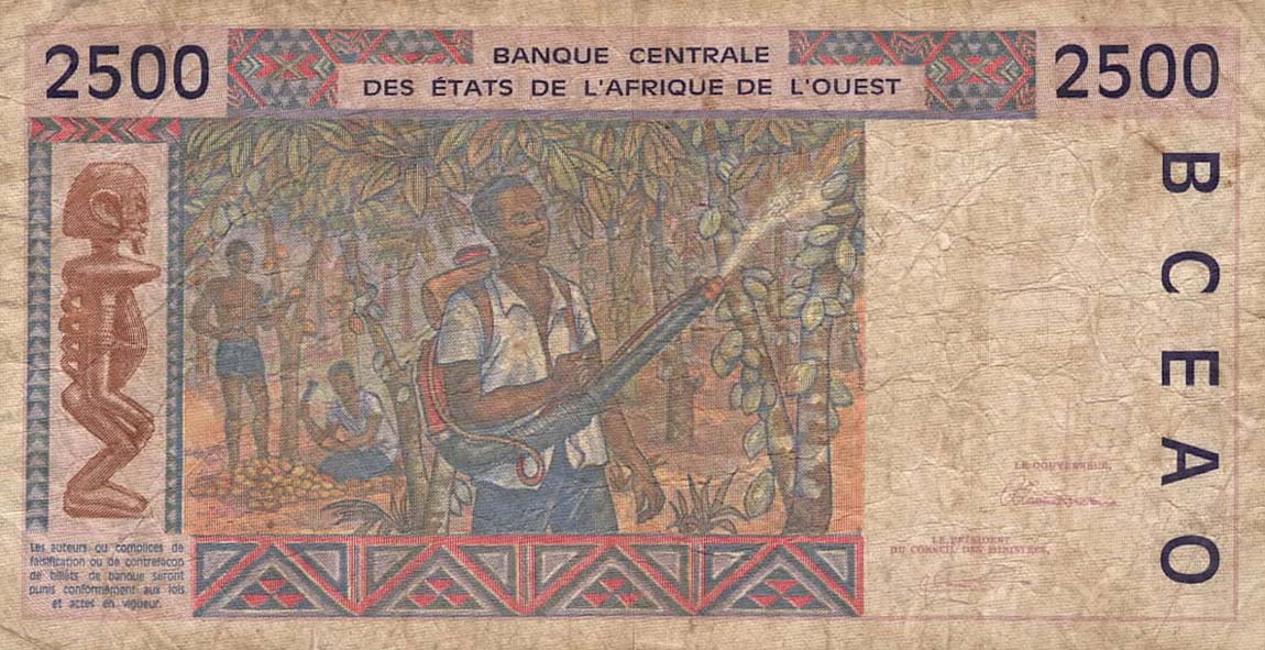Back of West African States p812Tb: 2500 Francs from 1993