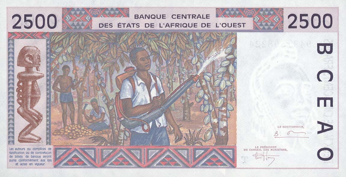 Back of West African States p812Tc: 2500 Francs from 1994