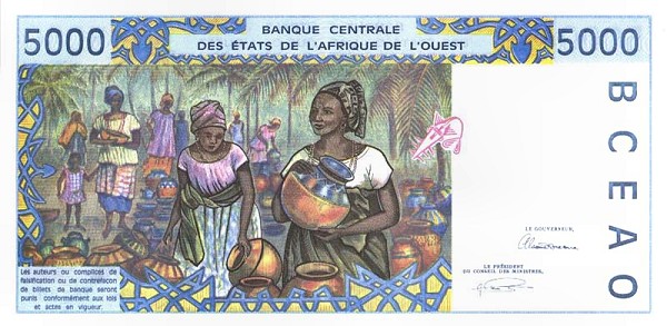 Back of West African States p813Tb: 5000 Francs from 1993