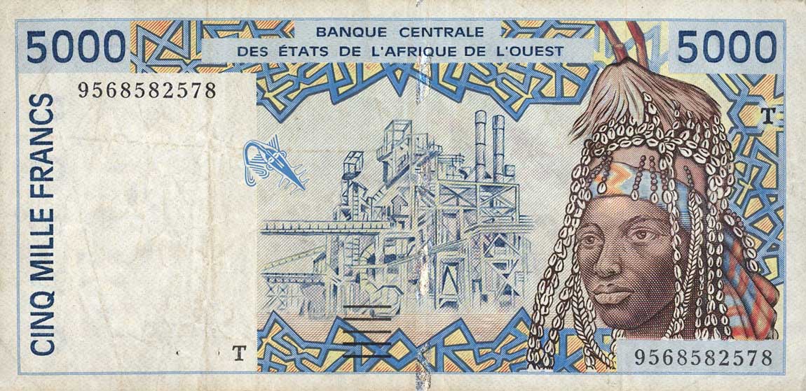 Front of West African States p813Td: 5000 Francs from 1995