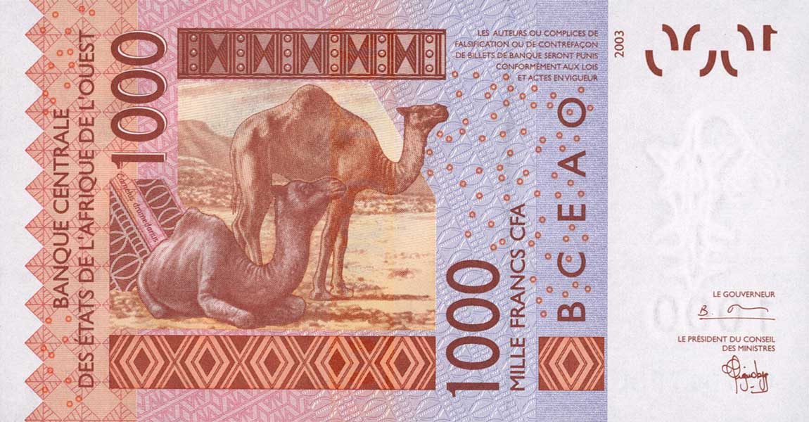 Back of West African States p815Ta: 1000 Francs from 2003