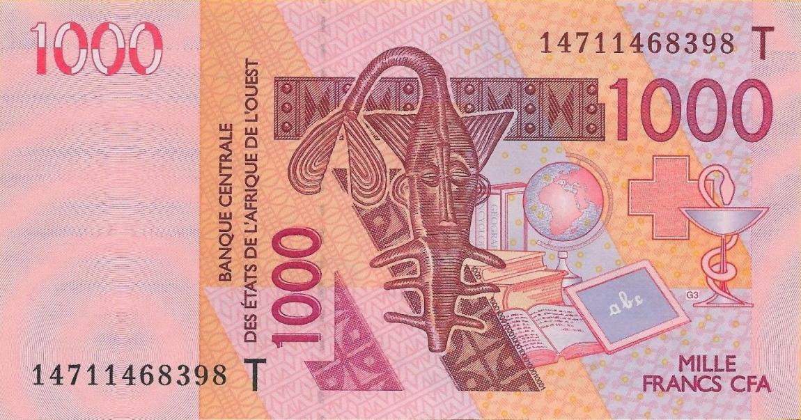 Front of West African States p815Tn: 1000 Francs from 2014