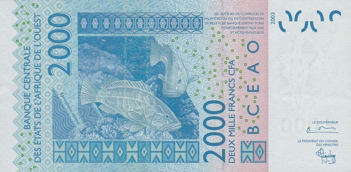 Back of West African States p816Tb: 2000 Francs from 2004