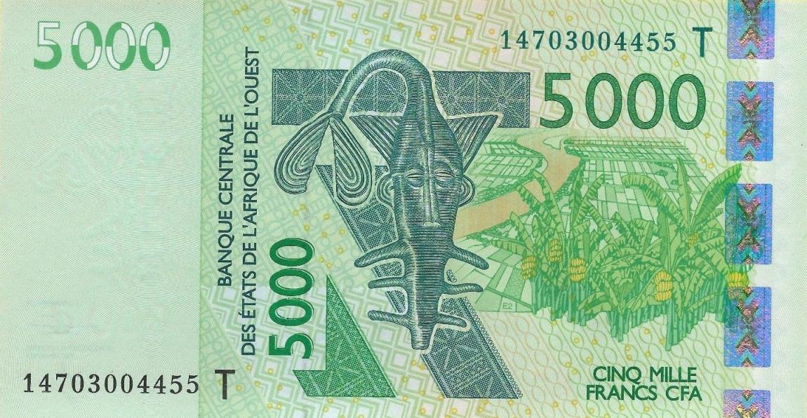 Front of West African States p817Tn: 5000 Francs from 2014