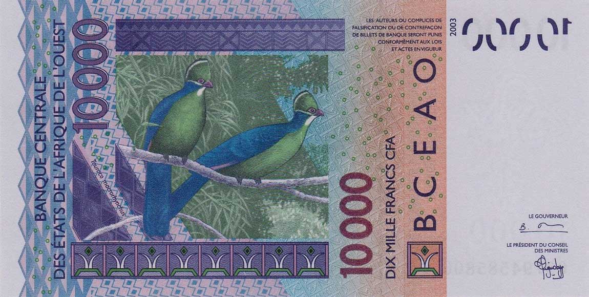 Back of West African States p818Ta: 10000 Francs from 2003