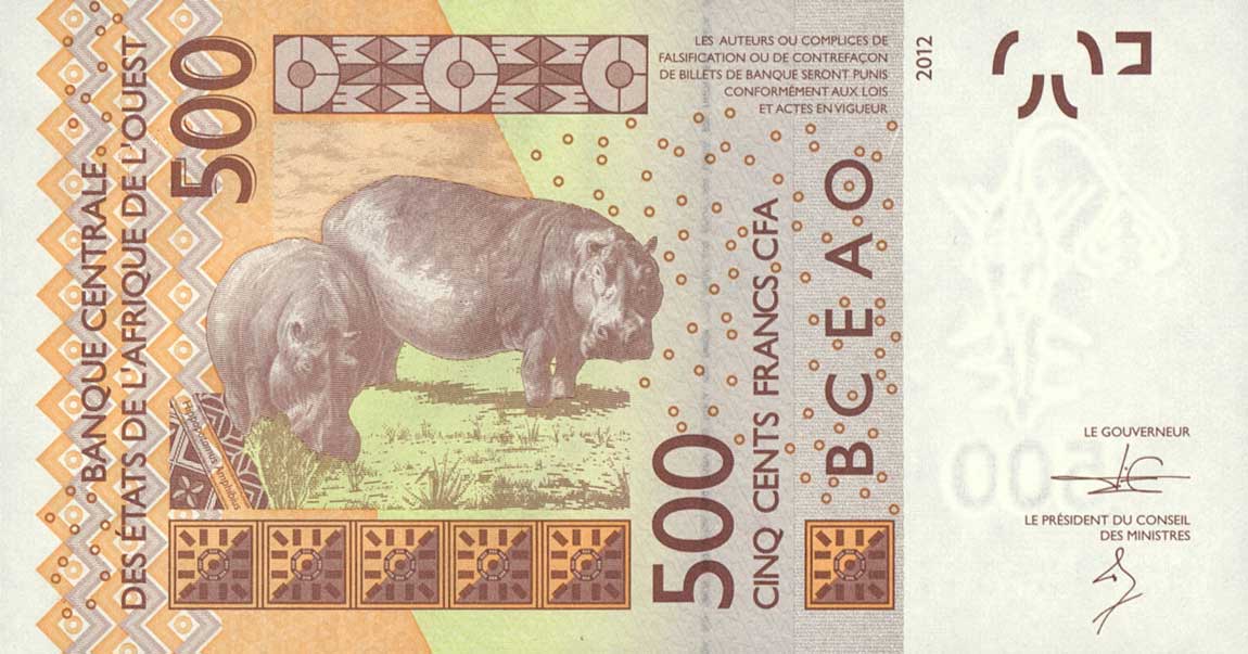 Back of West African States p819Tb: 500 Francs from 2013