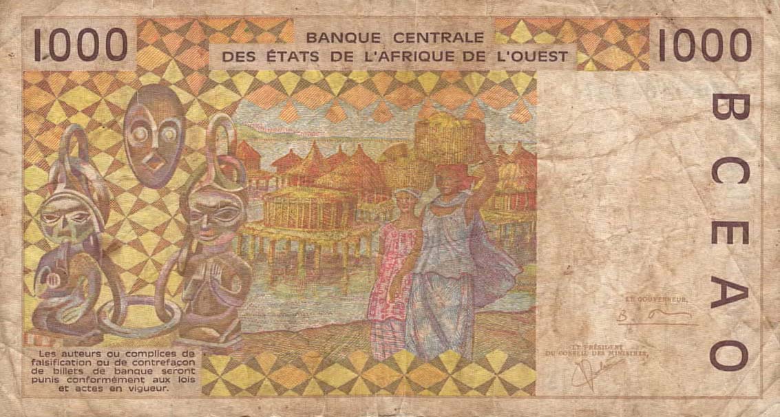 Back of West African States p910Se: 500 Francs from 2000