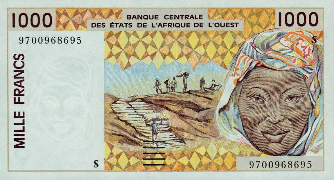 Front of West African States p911Sa: 1000 Francs from 1997