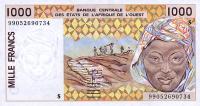 p911Sc from West African States: 1000 Francs from 1999