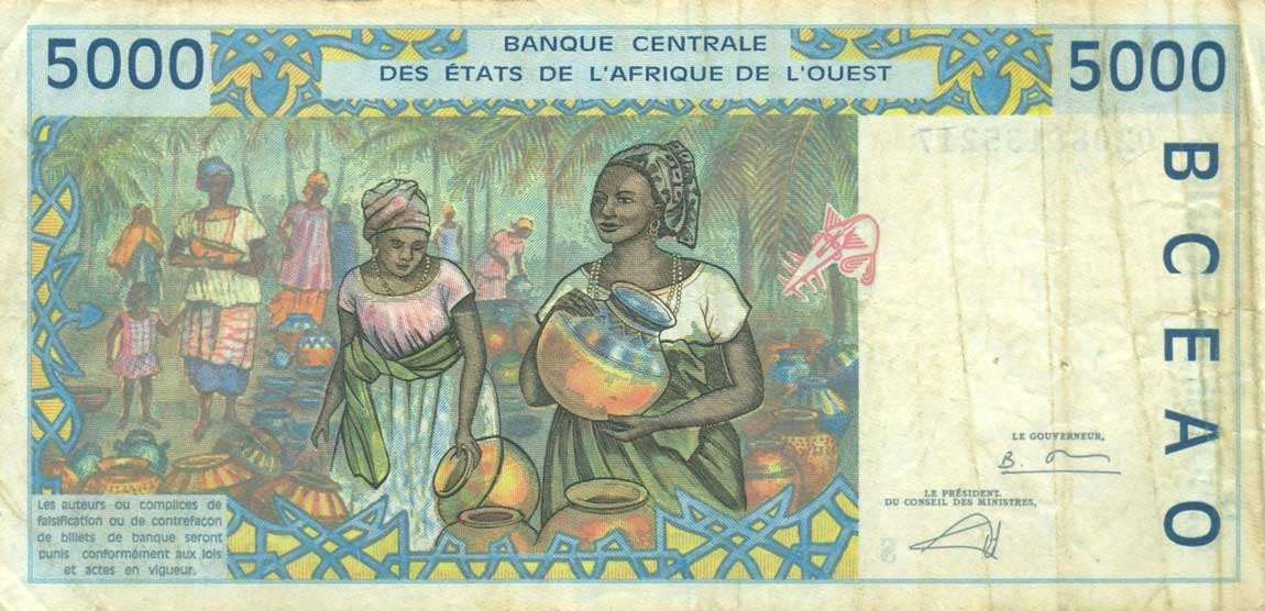 Back of West African States p913Sg: 5000 Francs from 2002