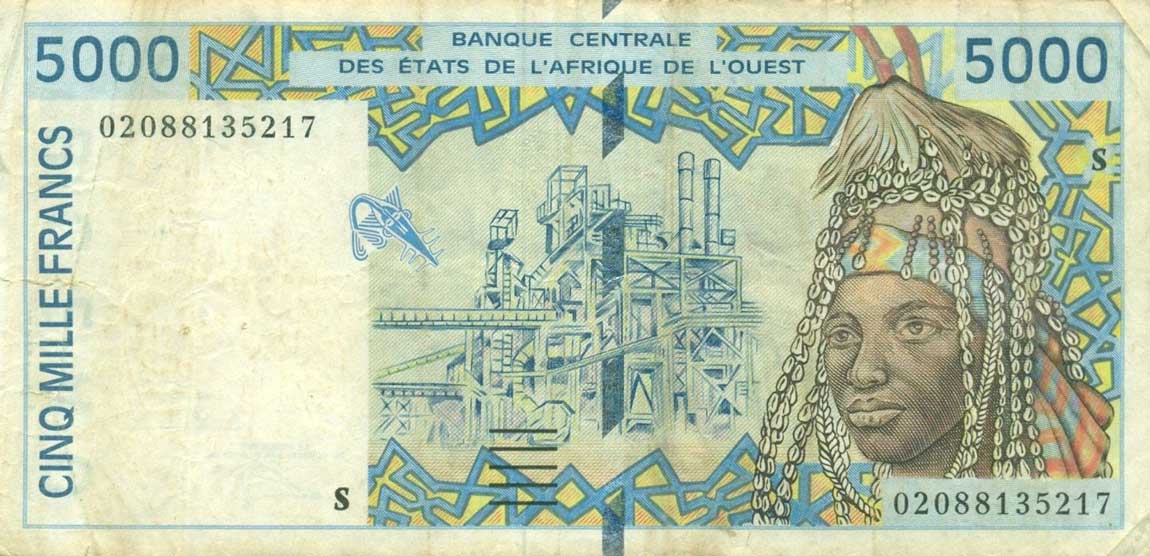 Front of West African States p913Sg: 5000 Francs from 2002