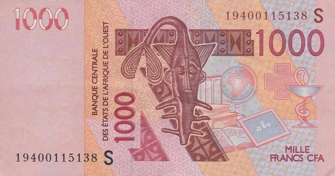 Front of West African States p915Ss: 1000 Francs from 2019