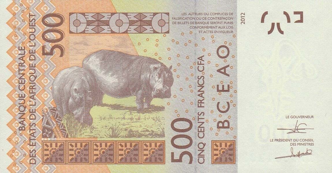 Back of West African States p919Sf: 500 Francs from 2017