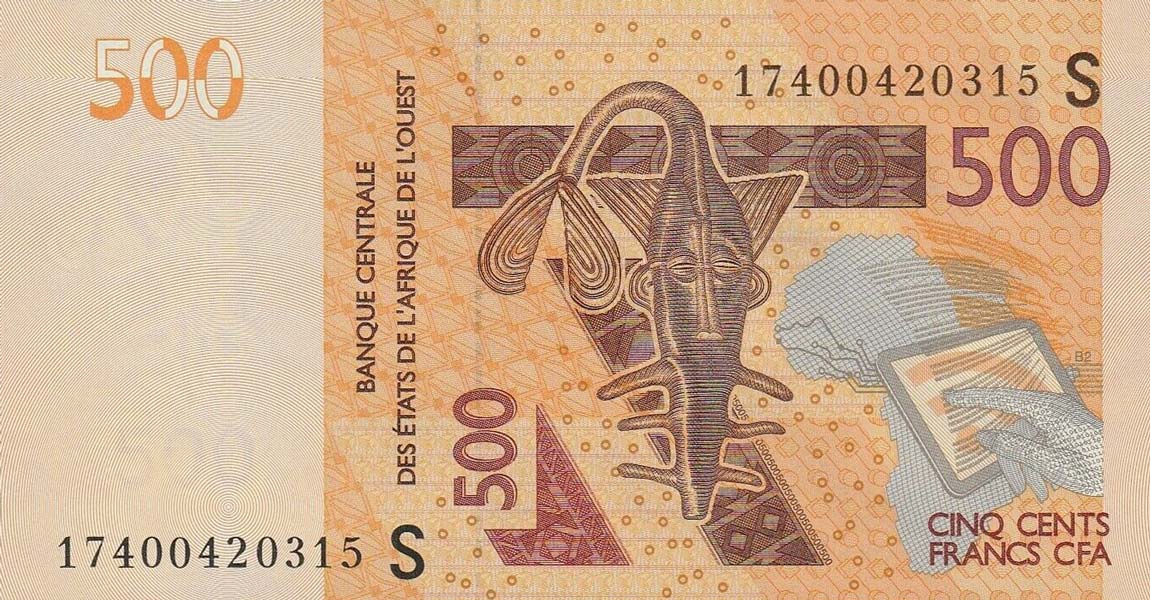 Front of West African States p919Sf: 500 Francs from 2017