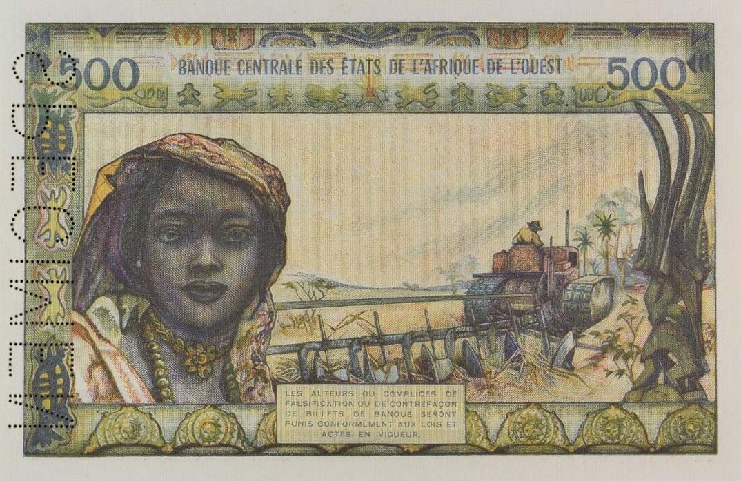 Back of West African States p102As: 500 Francs from 1959