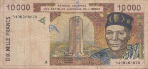 p114Ab from West African States: 10000 Francs from 1994