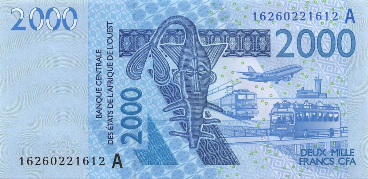 Front of West African States p116An: 2000 Francs from 2014