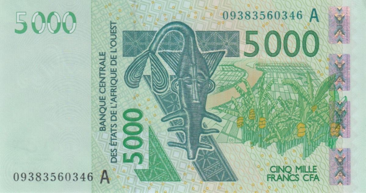 Front of West African States p117Ah: 5000 Francs from 2009