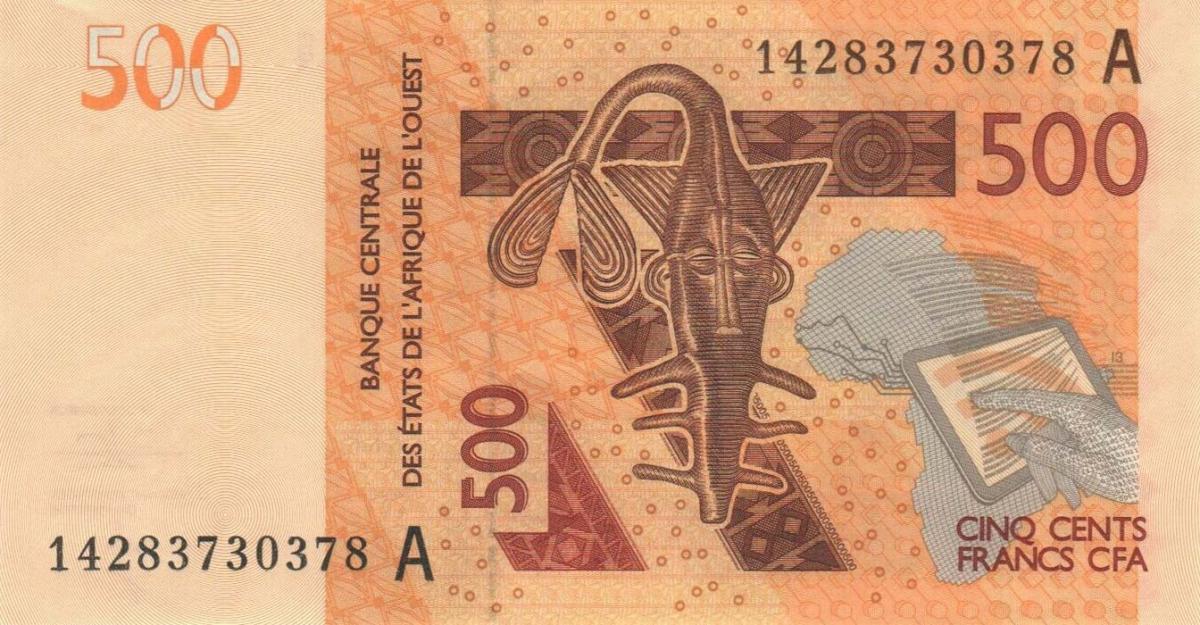 Front of West African States p119Ac: 500 Francs from 2014