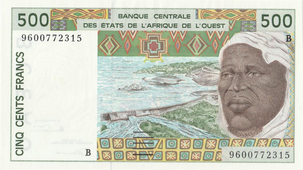 Front of West African States p210Bh: 500 Francs from 1997