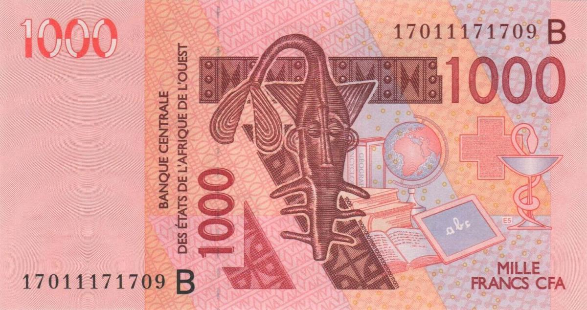 Front of West African States p215Bq: 1000 Francs from 2017