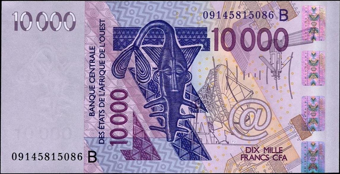 Front of West African States p218Bh: 10000 Francs from 2009