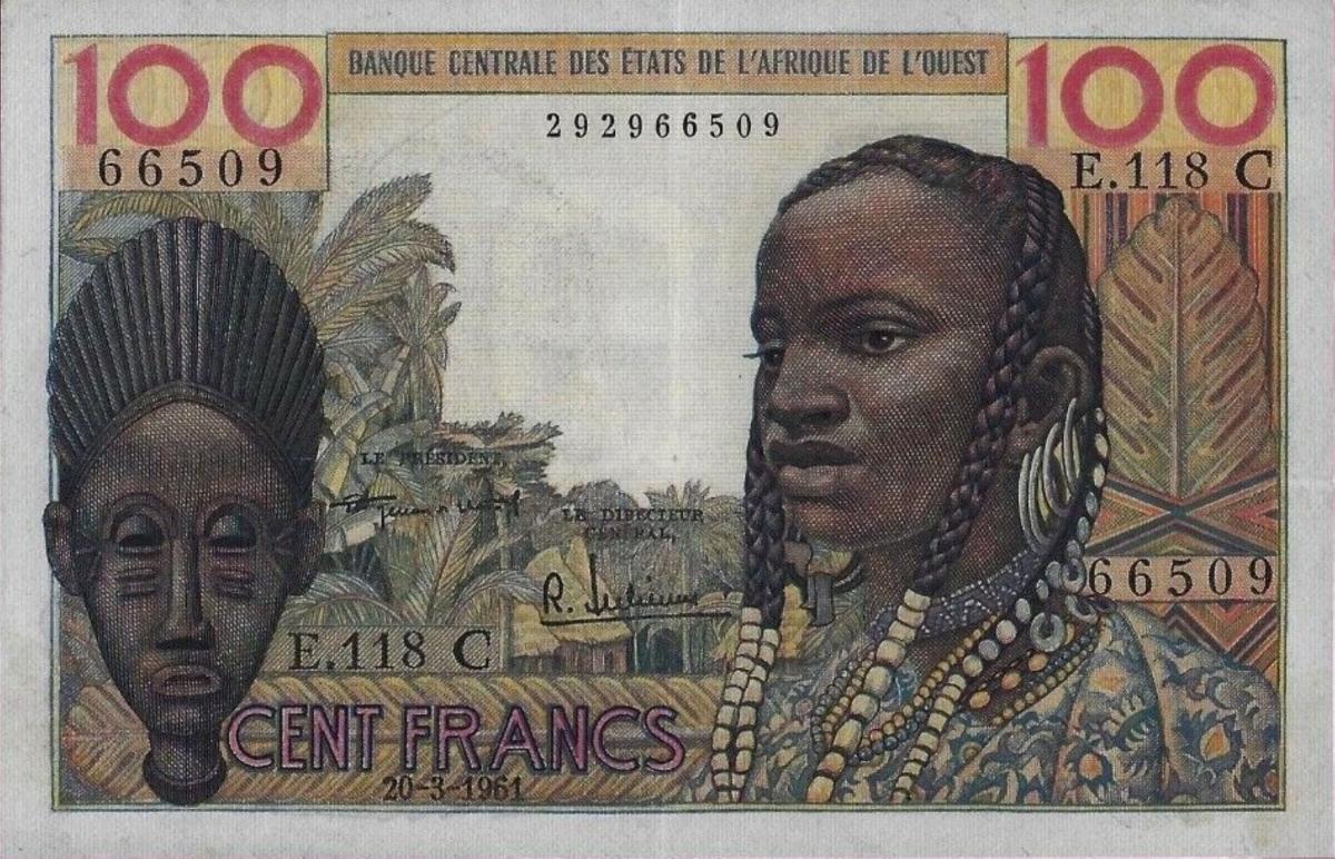 Front of West African States p301Ca: 100 Francs from 1961