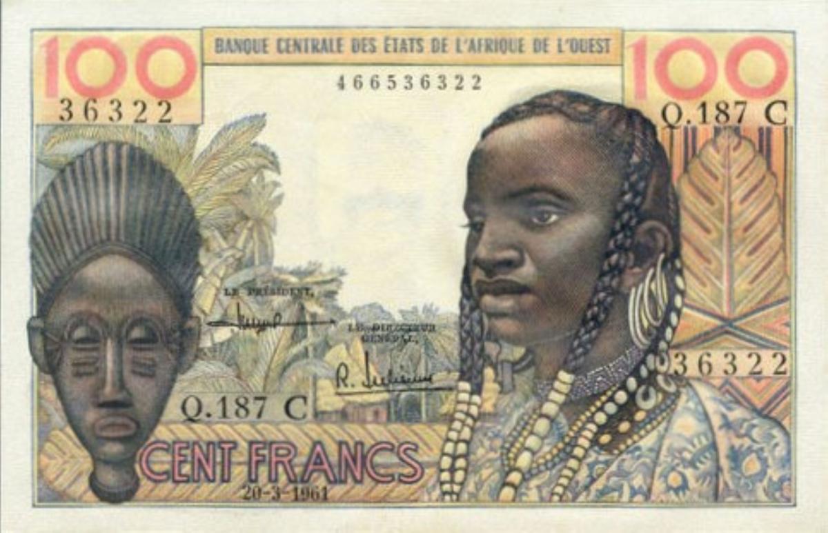 Front of West African States p301Cc: 100 Francs from 1961