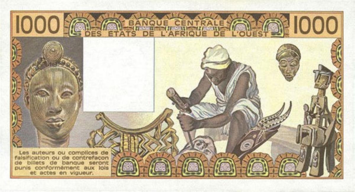 Back of West African States p307Cd: 1000 Francs from 1984