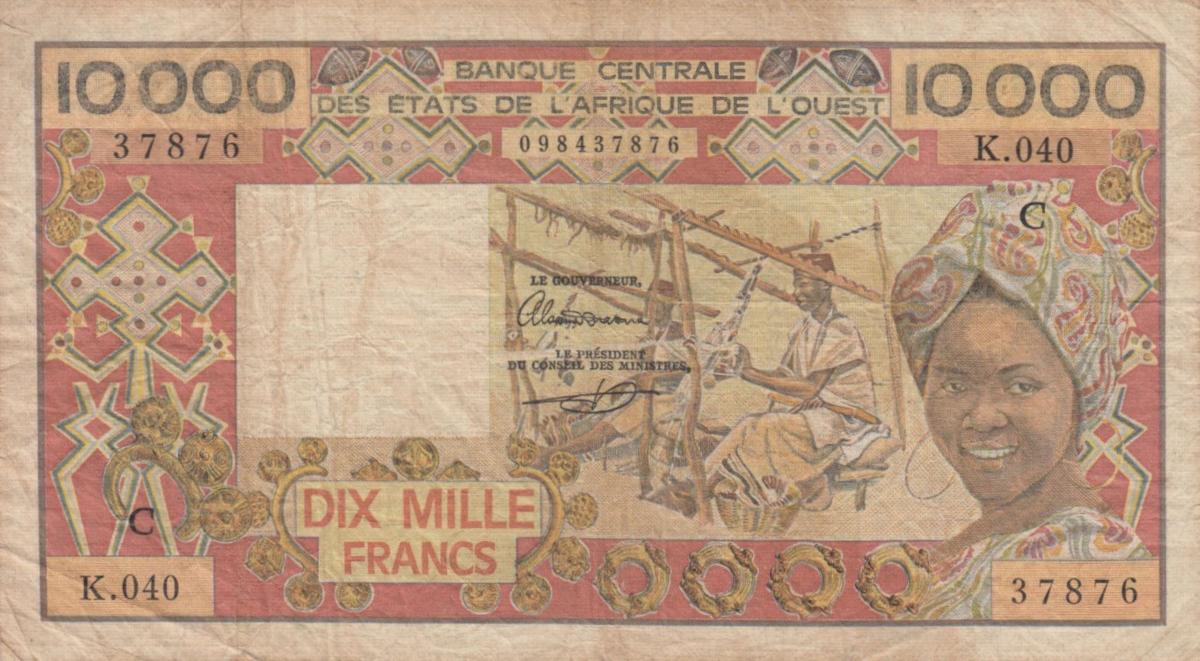 Front of West African States p309Cg: 10000 Francs from 1977