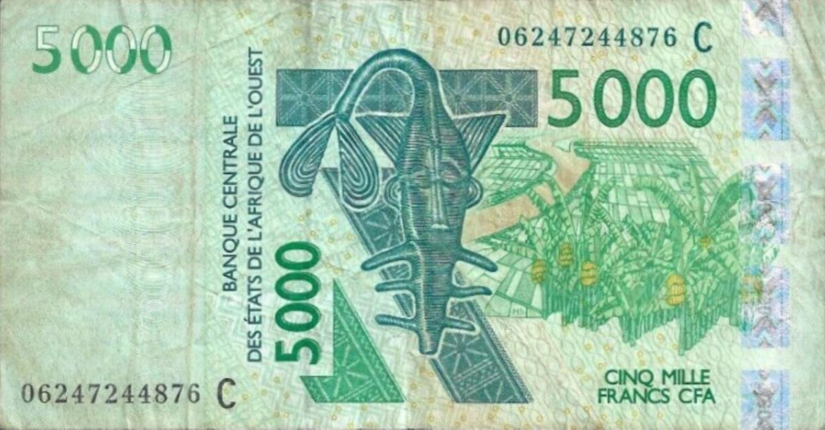 Front of West African States p317Cd: 5000 Francs from 2006