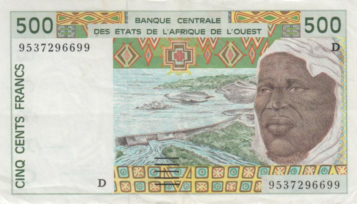 Front of West African States p410De: 500 Francs from 1995