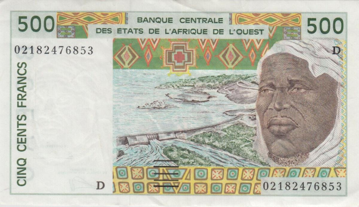 Front of West African States p410Dm: 500 Francs from 2002