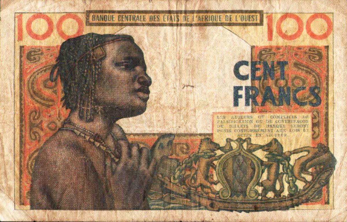 Back of West African States p601Hd: 100 Francs from 1964