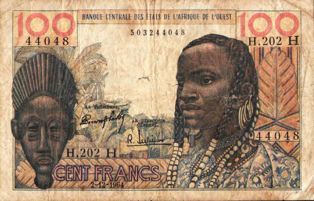 Front of West African States p601Hd: 100 Francs from 1964