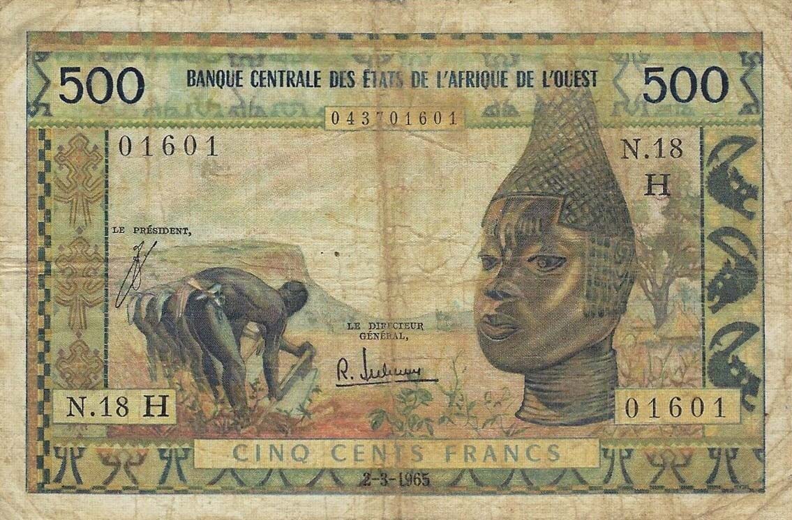 Front of West African States p601He: 100 Francs from 1965