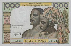 p603Hl from West African States: 1000 Francs from 1959 p603Hl from West African States: 1000 Francs from 1959
