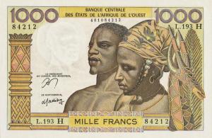 p603Hn from West African States: 1000 Francs from 1959