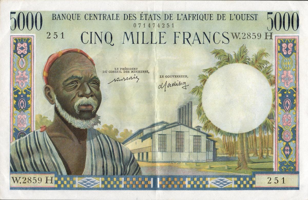 Front of West African States p604Hm: 5000 Francs from 1961