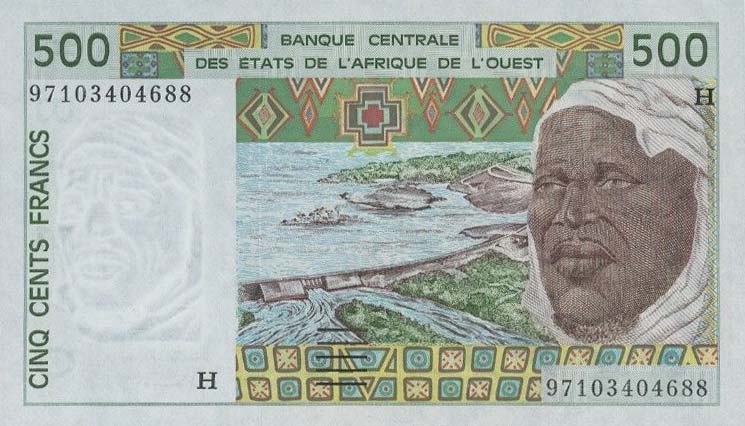 Front of West African States p610Hh: 500 Francs from 1997