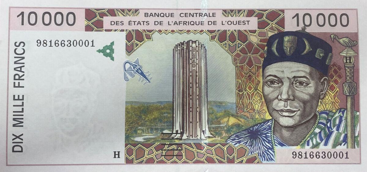 Front of West African States p614Hg: 10000 Francs from 1998